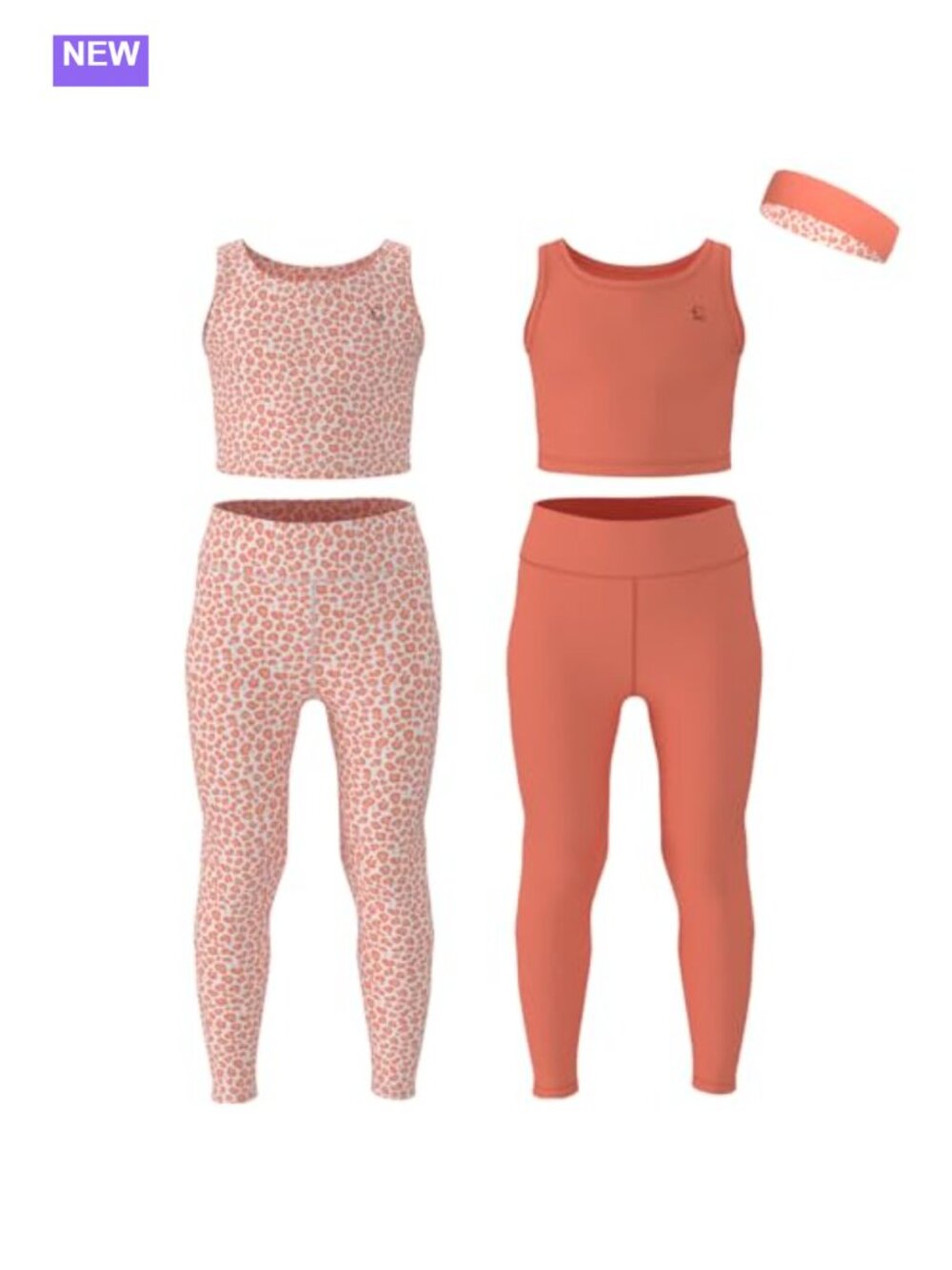 Girls Athletic Leggings Yoga Pants Sleeveless Crop Tank Tops 5pc Set